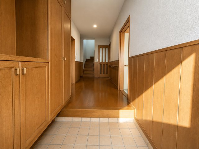 蒲郡市水竹町　中古建ての玄関|シューズボックス付きの広々とした玄関です！