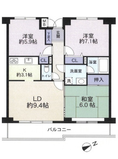 【間取り】 | 矢賀新町パークマンション