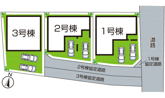 伊丹市野間　新築一戸建ての区画図|全３区画
