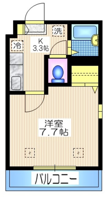 マノワールの間取り|最上階南向き陽当り良好の１K