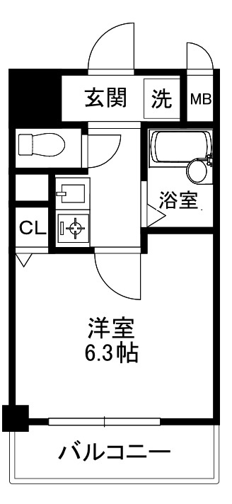 大阪市中央区上町１丁目の賃貸マンションの間取り