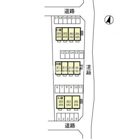 パルハイム2003　Ａ/Ｂ/Ｃの区画図|当社、チルホームのHPもご覧ください(^^)/物件情報多数♪