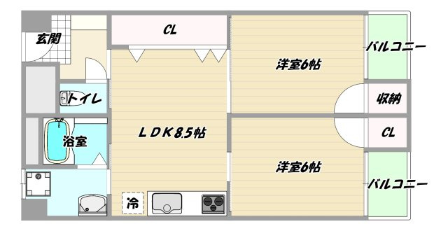 大阪市淀川区東三国６丁目の賃貸マンションの間取り