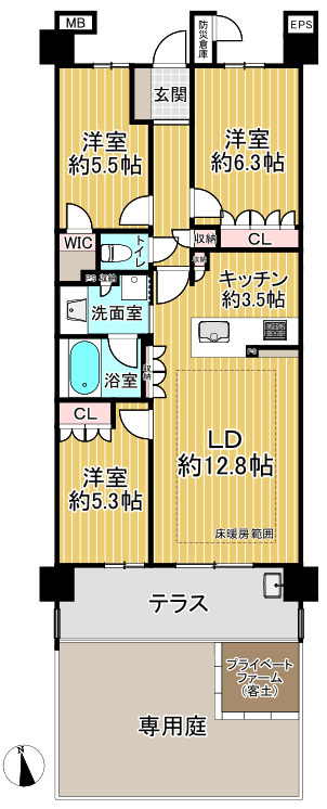 バンベール小牧カーサシティの間取り