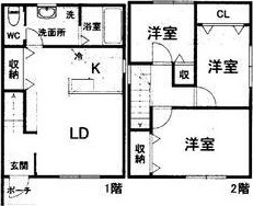 長久手市戸建賃貸　黒の家の間取り