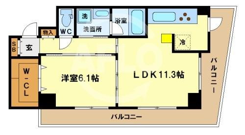カスタリアタワー肥後橋の間取り|カスタリアタワー肥後橋　広い間取り