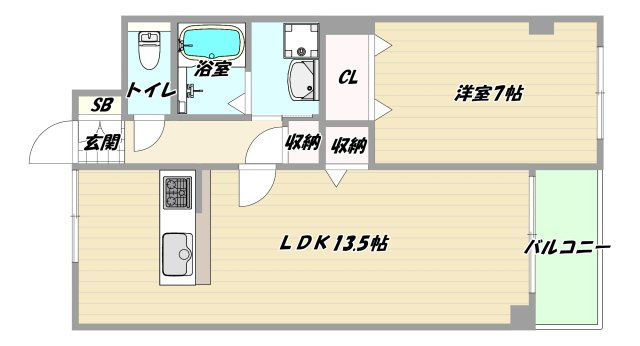 吹田市豊津町の賃貸マンションの間取り