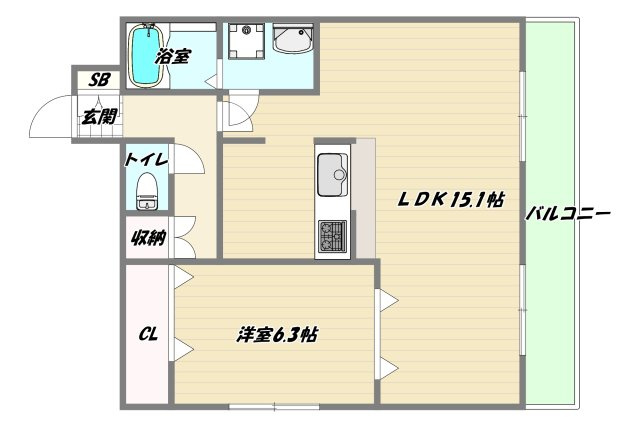 吹田市豊津町の賃貸マンションの間取り