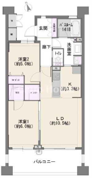 グランエスタの間取り|6期部分・南西向きにつきまして日当たり・通風・眺望良好。新規リノベーションマンション。