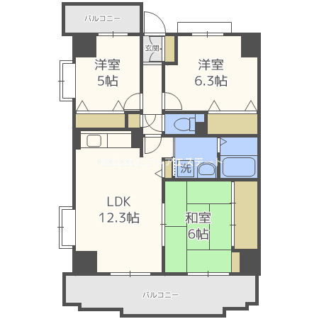南海ハイライズフラット天下茶屋の間取り