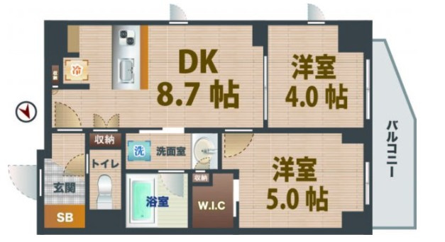 【間取り】 | パークアクシス落合東中野 | 2LDKのお部屋です。
