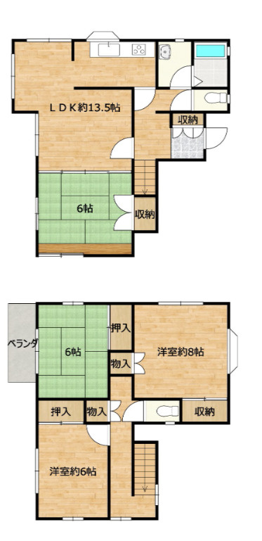 売中古戸建　富士市中野台1丁目の間取り