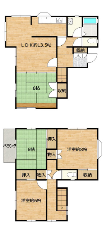 売中古戸建　富士市中野台1丁目の間取り