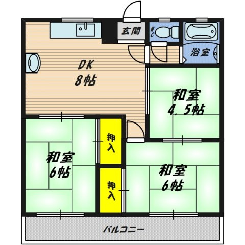 【間取り】 | シャトー松原A棟　