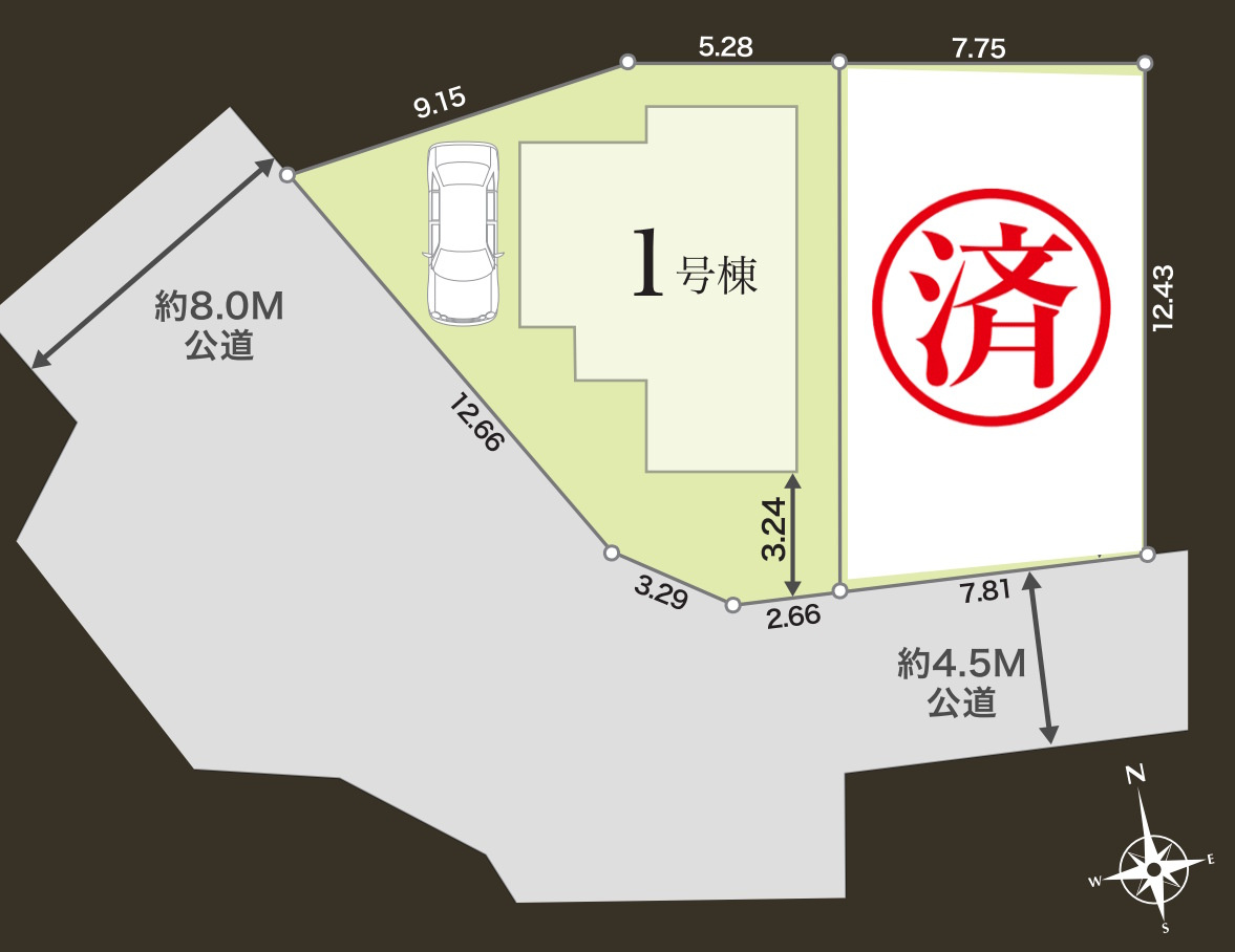 横浜市旭区金が谷２丁目最終1棟の区画図