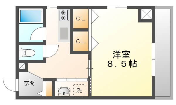スタシオン電車みちの間取り