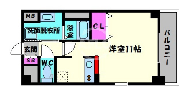 プレサンス大阪城公園ネクサスの間取り|プレサンス大阪城公園ネクサス　6.3帖の間取り