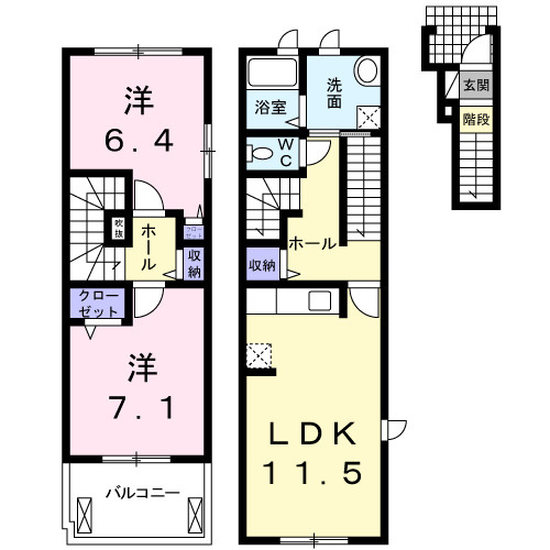 グリシーヌ３番館Ａの間取り