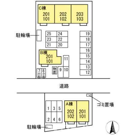 ファミール B棟の区画図