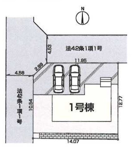 相模原市緑区若葉台　新築1棟の区画図