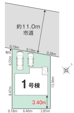 相模原市中央区田名１期１棟の区画図