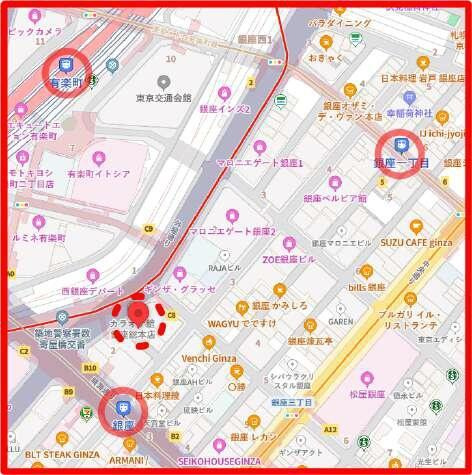 銀座１１１レジャービルの地図