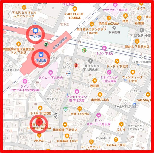北沢２丁目店舗の地図| 