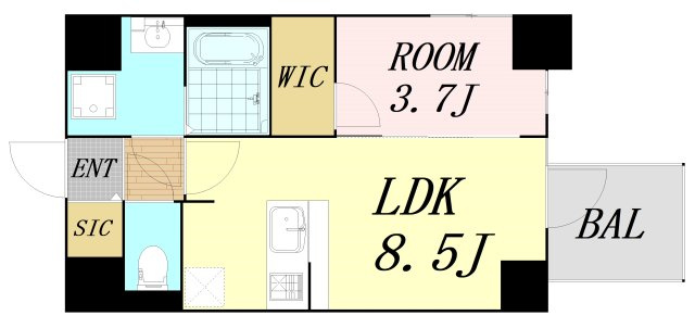 S-RESIDENCE阿波座chiaroの間取り