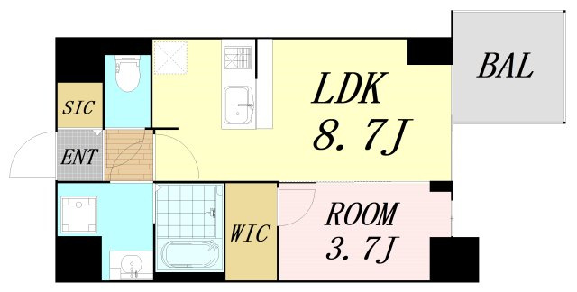 S-RESIDENCE阿波座chiaroの間取り
