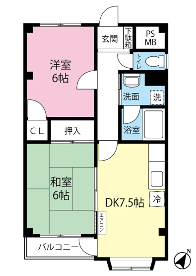 【間取り】 | コンコード川端 | 和室と洋室のある2DKタイプ☆小さなお子様がいるファミリーさんにも良いですね！