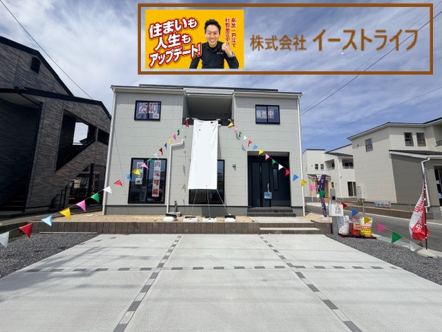 【新築戸建】　いわき市泉滝尻2丁目1期　長期優良住宅　の外観|同社施工写真　2026年10月完成予定！完成モデルご案内できます！お気軽にご連絡ください！（担当：梶田　Tel：080-9052-9009）