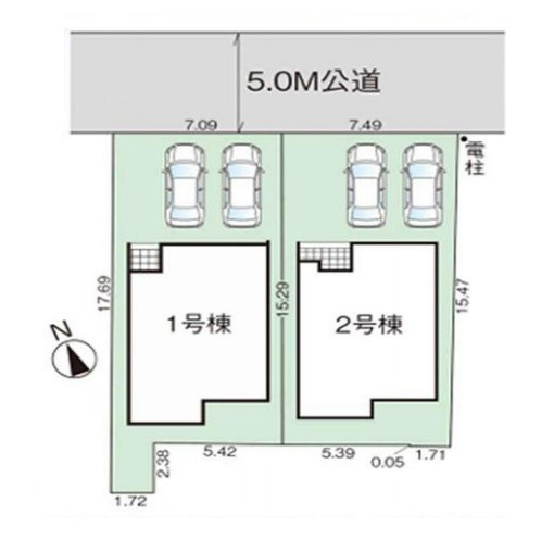 桶川市鴨川　5期　新築一戸建て　グラファーレ　02の区画図|2号棟