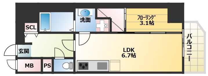 MELDIA CREST 桜ノ宮 Kirschの間取り