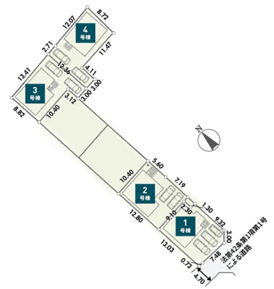 【区画図】 | 愛川町中津  3号棟 第6 | 3号棟　旗竿地（間口約3.0ｍ）　南東側約4.7ｍ～約6.0ｍ公道　駐車2台（車種によります）　敷地面積39.4坪（路地状部分敷地含む）
