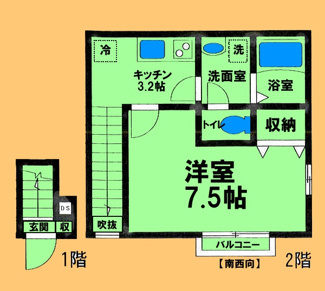 【間取り】 | メゾンプリムール | 間取り図：反転タイプ