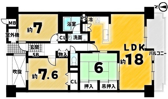 グランデュール鴨川3番館の間取り