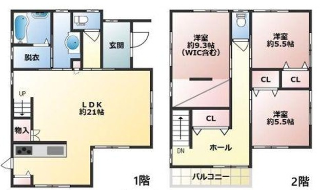 駐車スペース2台完備　玉津町今津　中古戸建の間取り