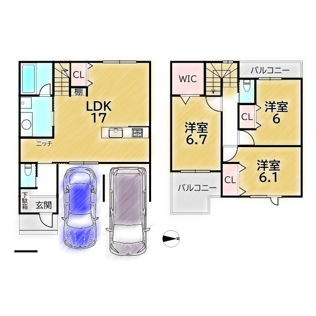 平野鳥居前町 新築戸建(1号地)の間取り