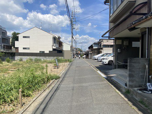 平野鳥居前町 新築戸建(1号地)の前面道路含む現地写真