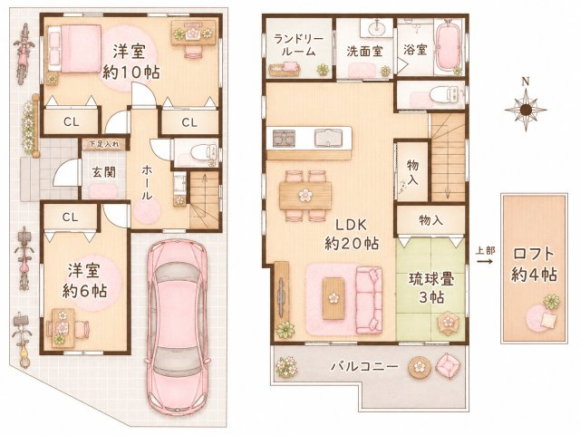 甲斐田新町　中古一戸建ての間取り|間取り図はいかがですか？ご希望を叶える間取りですか？リビングの広さは？水回りの位置は？カウンターキッチン？など色々な情報が集約されています。弊社ではリフォームなどのご相談も承っております。