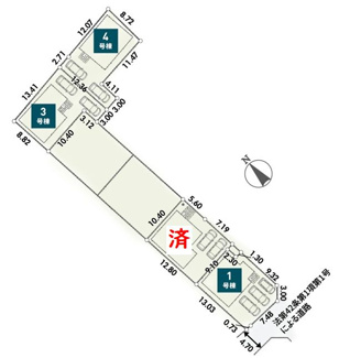 【区画図】 | 愛川町中津  4号棟 第6 | 4号棟　旗竿地（間口約3.0ｍ）　南東側約4.7ｍ～約6.0ｍ公道　駐車2台（車種によります）　敷地面積41.3坪（路地状部分敷地含む）