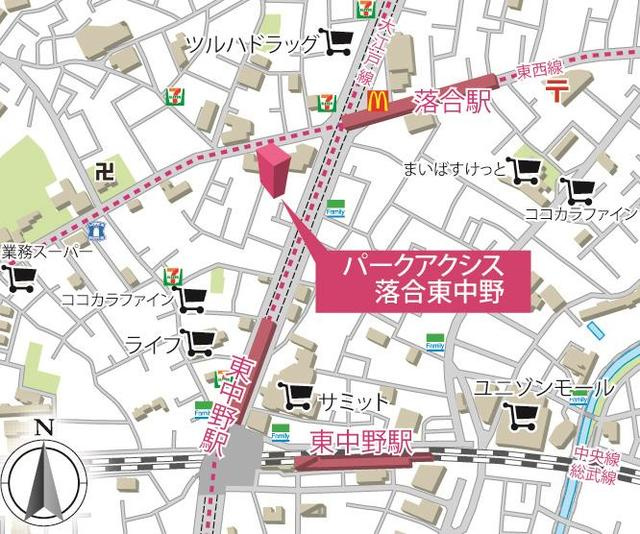 パークアクシス落合東中野の地図