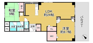 【間取り】 | 堺フェニックスハイツ2階部分 | 間取りは2LDK、約83.66㎡の住居です。