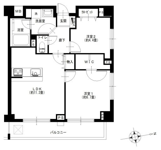サンパレス田端壱番館の間取り|サンパレス田端壱番館：東向き角部屋！全居室収納が付いた収納豊富な２ＬＤＫリノベーション物件はフラット３５＆住宅ローン減税利用可能！令和８年９月上旬完成予定となっております！