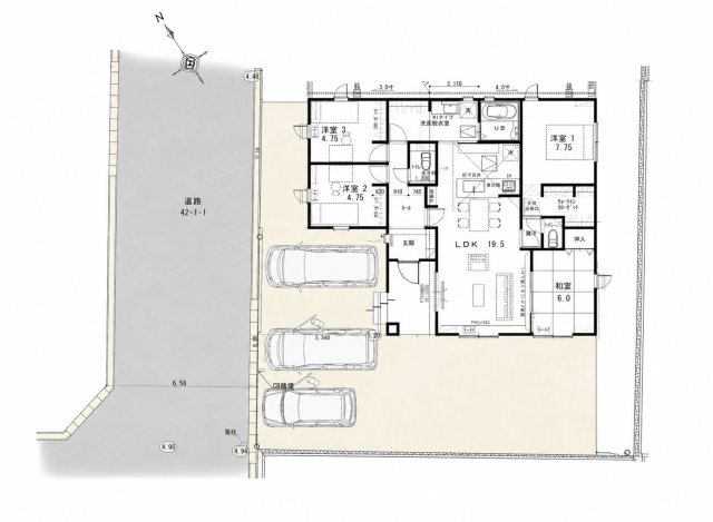 糟屋郡志免町桜丘4丁目第1-1棟（1号棟）の区画図|配置図（1号棟）