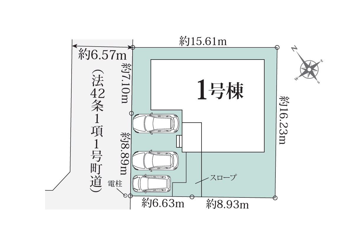 糟屋郡志免町桜丘4丁目第1-1棟（1号棟）の区画図|配置図（1号棟）