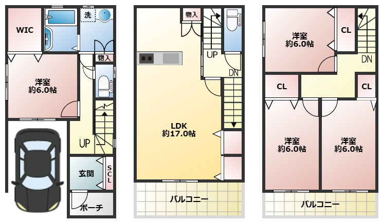 鶴見区安田１丁目中古戸建の間取り|中古戸建　4LDK　土地面積：64.86平米　建物面積：114.21平米　北向き