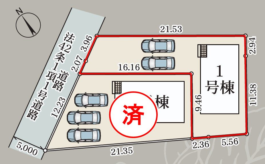 鏡石町鏡沼　　　１号棟　　　鏡石第１小学校、鏡石中学区の区画図