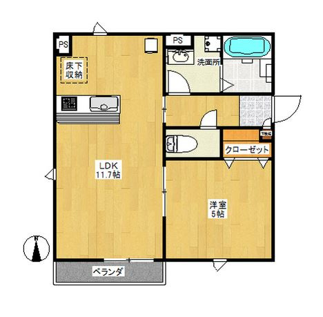 【間取り】 | ジュネスⅢ | 使いやすい1LDKの間取りです！