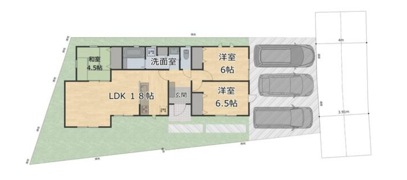 【中古戸建】高崎市石原町の間取り|■間取り図｜敷地面積：183.81（約55.6坪）　建物面積：78.66（約23.79坪）